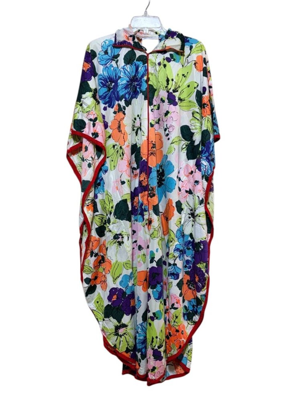 Vintage Mademoiselle Kaftan 2X Bright Floral Maximalist Poet Palm Royale Resort